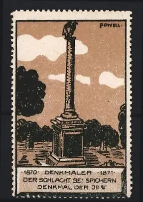 Reklamemarke Spichern, Der Schlacht bei Spichern 1870, Denkmal der 39er