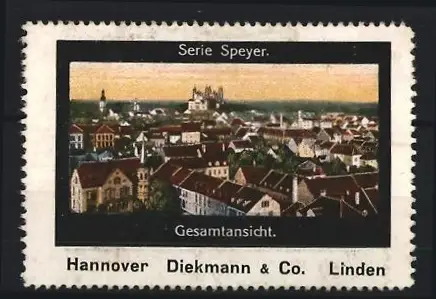 Reklamemarke Speyer, Gesamtansicht, Ortsansicht, Hannover Diekmann & Co.