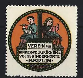 Reklamemarke Berlin, Verein für Kinder-Volksküchen und Volkskinderhorte, Kinder mit Büchern