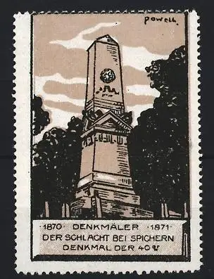 Reklamemarke Spichern, Denkmal der Schlacht bei Spichern 6.8.1870, Denkmal der 40er