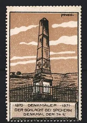 Reklamemarke Spichern, Denkmäler der Schlacht bei Spichern 1870, Denkmal der 74er, Obelisk