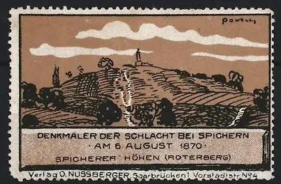 Reklamemarke Spichern, Denkmäler der Schlacht bei Spichern 6.8.1870, Spicherer Höhen, Roterberg