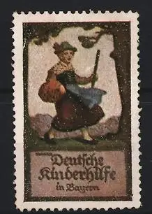Reklamemarke Bayern, Deutsche Kinderhilfe, Frau mit Wanderstock