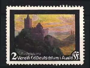 Reklamemarke Rudelsburg, Verein f. d. Deutschtum i. Ausland, Burgansicht
