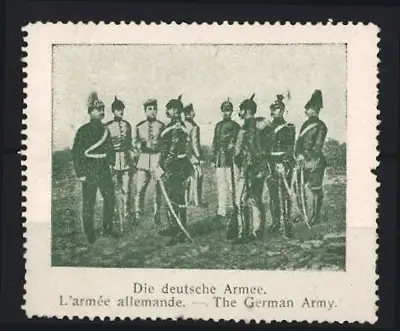 Reklamemarke Die deutsche Armee, Offiziere und Mannschaften in Uniformen
