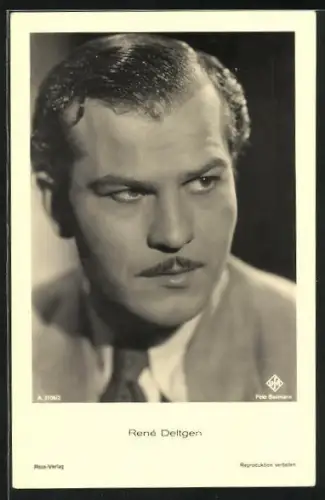 AK Schauspieler Renè Deltgen verbissen zur Seite schauend