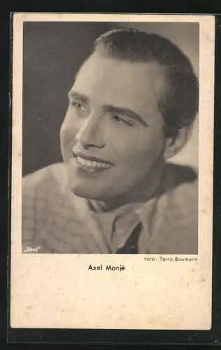 AK Schauspieler Axel Monjè zur Seite lächelnd
