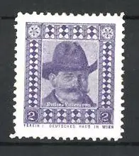 Reklamemarke Lyriker Detlev von Liliencron im Portrait