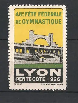 Reklamemarke Lyon, 48. Fete Fédérale de Gymnastique 1926, Stadion-Teilansicht