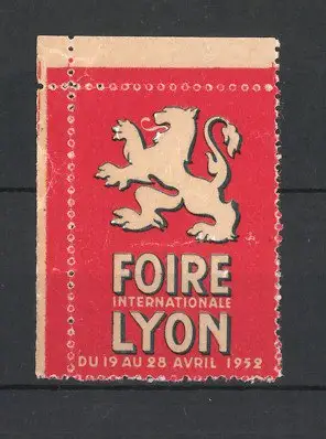 Reklamemarke Lyon, Foire Internationale 1952, Löwe