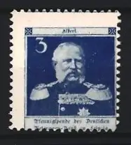 Reklamemarke König Albert von Sachsen, Porträt in Uniform mit Orden