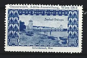 Reklamemarke Wien 1913, Adria-Ausstellung, Seebad Saluga, Brioni