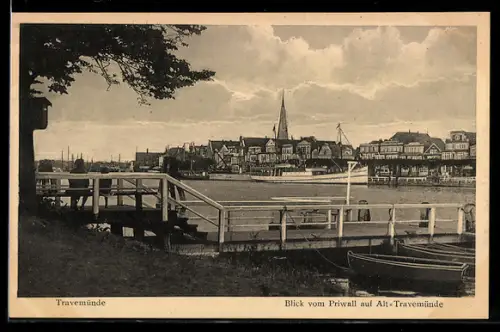 AK Travemünde, Blick vom Priwall auf Alt-Travemünde