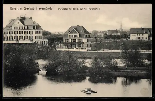AK Travemünde, Parkhotel mit Blick auf Alt-Travemünde