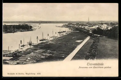 AK Travemünde, Panorama vom Leuchtturm gesehen
