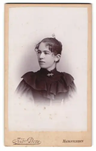 Fotografie Albr. Dose, Hadersleben, Bischofsstrasse, Porträt einer Dame in dunkler Kleidung