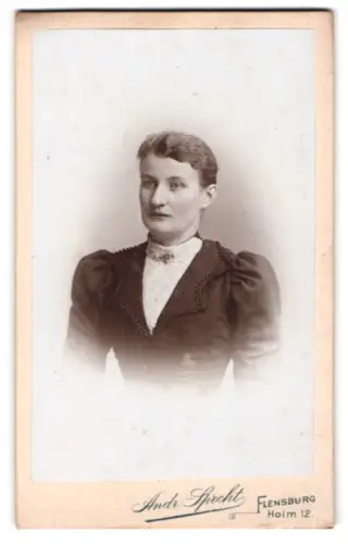 Fotografie Andr. Specht, Flensburg, Holm 12, Porträt einer Dame in eleganter Kleidung