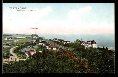 AK Travemünde, Blick vom Aussichtsturm mit Cafe Seetempel