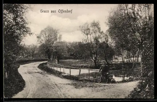 AK Offendorf, Parkpartie und Mann mit Hund