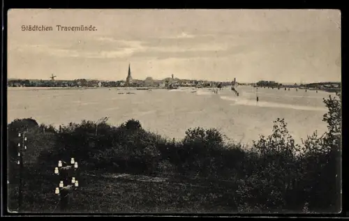 AK Travemünde, Ortspanorama vom Priwall aus