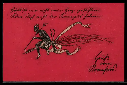 AK Gruss vom Krampus, Hätt`st mir nicht mein Herz gestohlen...