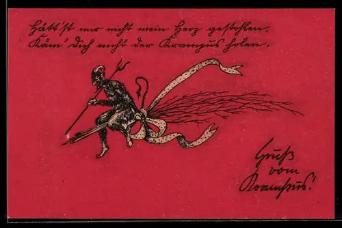AK Gruss vom Krampus, Hätt`st mir nicht mein Herz gestohlen...