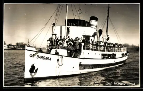 AK Polnisches Passagierschiff Barbara vor der Küste in der Nähe von Gdansk