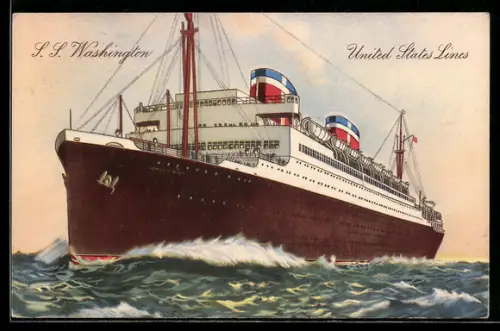 AK Passagierschiff S.S. Washington der United States Lines in Fahrt
