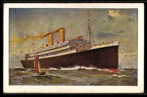 AK Passagierschiff Karlsruhe von Norddeutschen Lloyd Bremen in bewegter See