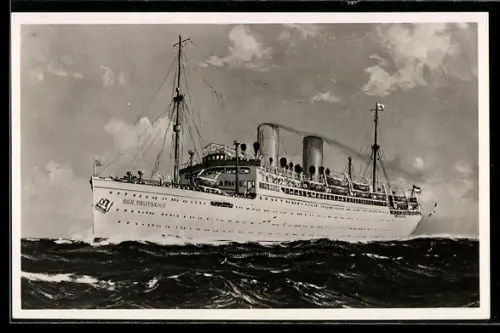 AK Passagierschiff Der Deutsche vom Norddeutschen Lloyd Bremen auf hoher See