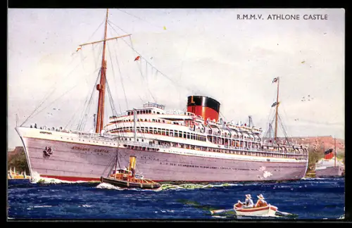 AK Passagierschiff R.M.M.V. Athlone Castle in den Hafen einlaufend