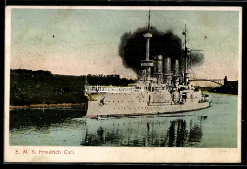 AK Kreuzer S.M.S. Friedrich Carl im Nord-Ostsee-Kanal, Kriegsschiff