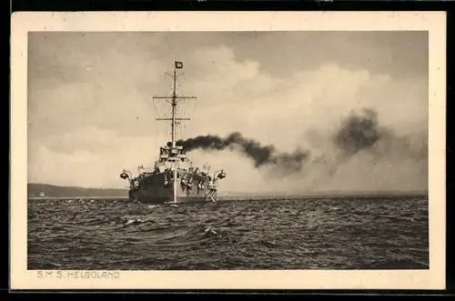 AK Linienschiff S.M.S. Helgoland in Buganansicht, Kriegsschiff