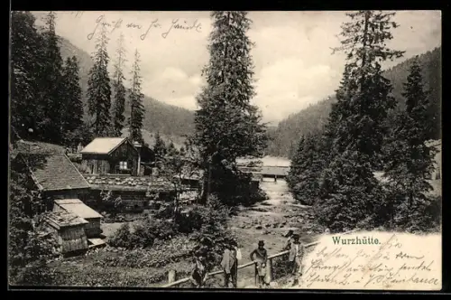 AK Schliersee, Partie am Gasthaus Wurzhütte