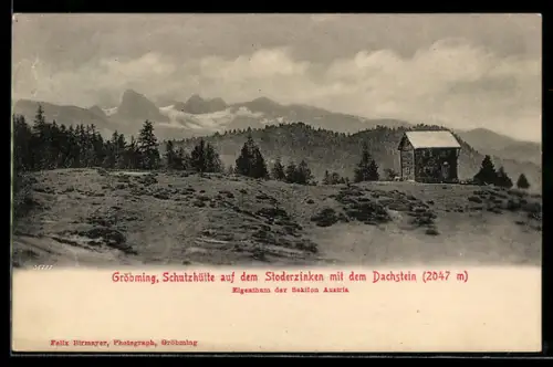 AK Gröbming, Schutzhütte auf dem Stodtzinken mit dem Dachstein