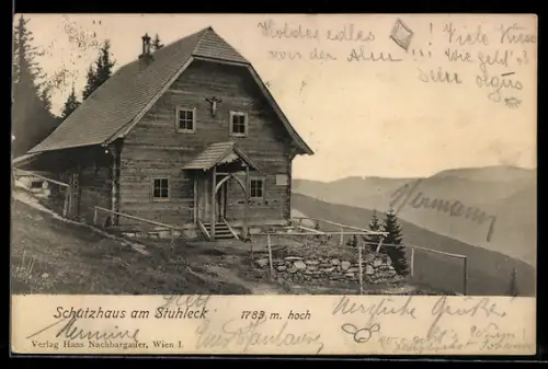 AK Stuhleck-Schutzhaus, Blick auf die Berghütte