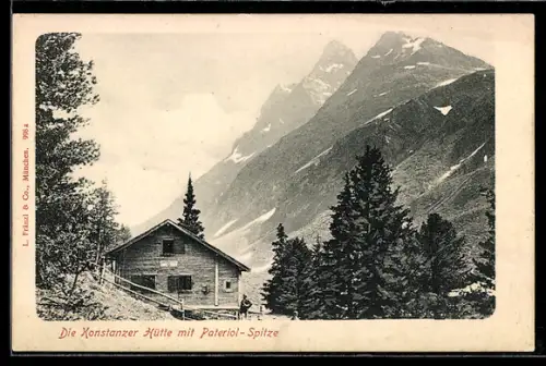 AK Konstanzer Hütte, Berghütte mit Pateriol-Spitze