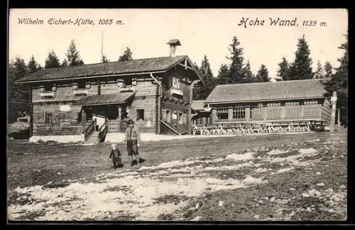 AK Wilhelm Eichert-Hütte /Hohe Wand, Berghütte, Panorama-Ansicht