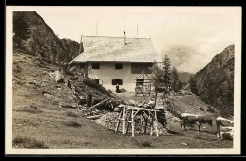 AK Kerschbaumeralm-Schutzhaus, Berghütte der Sektion Lienz des Ö.T.K. in den Lienzer Dolomiten
