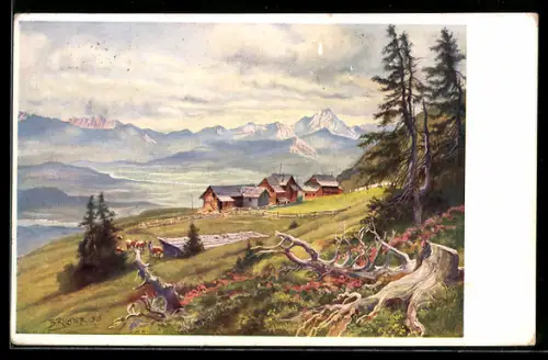 Künstler-AK Bodensdorf am Ossiachersee, Alpenpension Berserhütte
