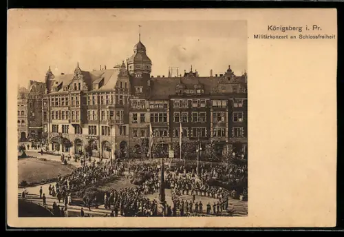 AK Königsberg i. Pr., Militärkonzert an Schlossfreiheit