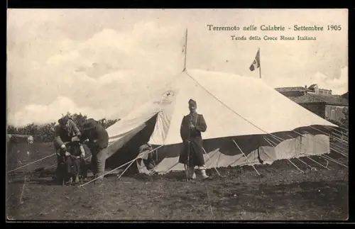 AK Reggio Calabria, Tenda della Croce Rossa Italiana, Erdbeben 1905
