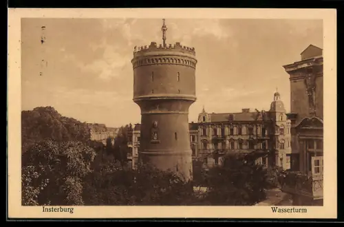 AK Insterburg, Wasserturm aus der Vogelschau