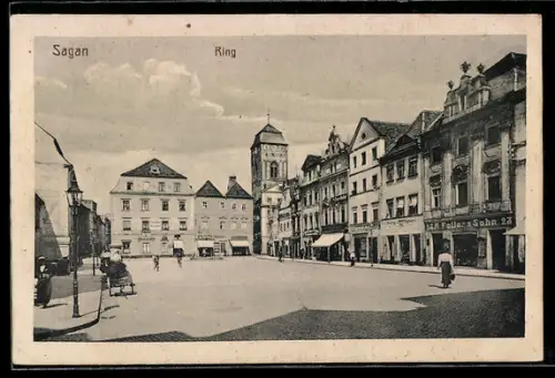 AK Sagen, Strassenpartie am Ring mit Geschäft A. Feller & Sohn