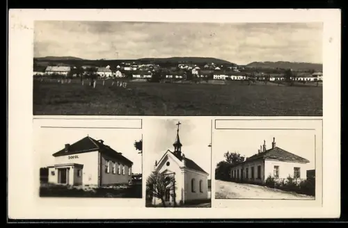 AK Slavice, Totalansicht, Kirche, Sokol