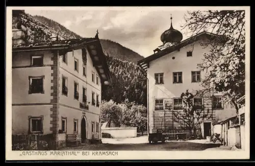 AK Kramsach, Gasthaus Mariathal mit Strassenpartie