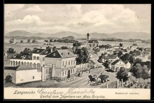 Künstler-AK Langenrohr, Gasthof zum Jägerhorn mit Strassenpartie