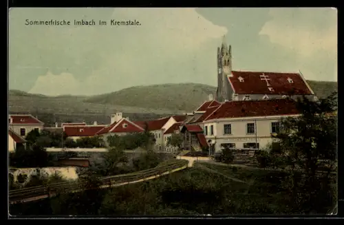 AK Imbach im Kremstal, Strassenpartie mit Kirche