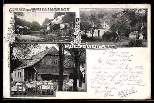 AK Weidlingbach, Restaurant Carl Wallner, Forsthaus, Kapelle