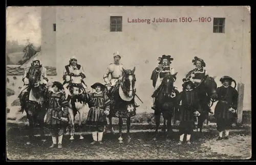 AK Lasberg, Jubiläum 1510-1910, Ritter zu Pferde